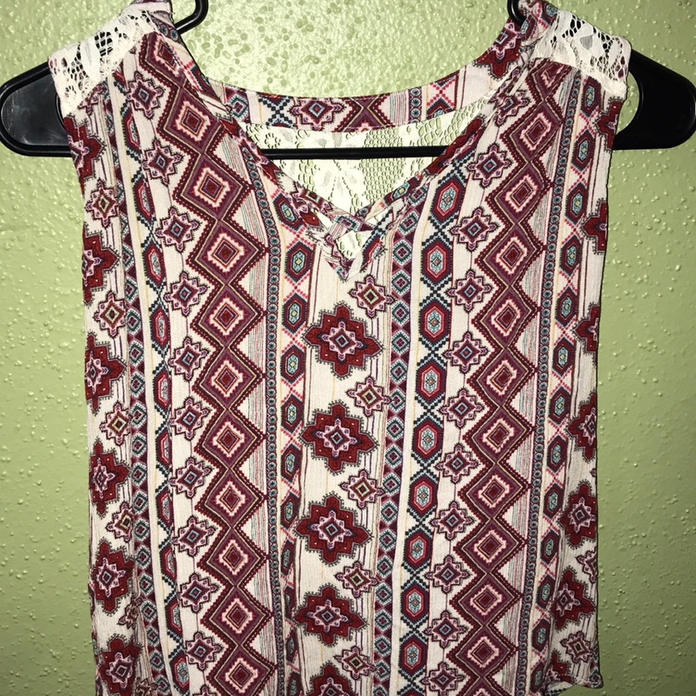 Pink patterned blouse/tank top